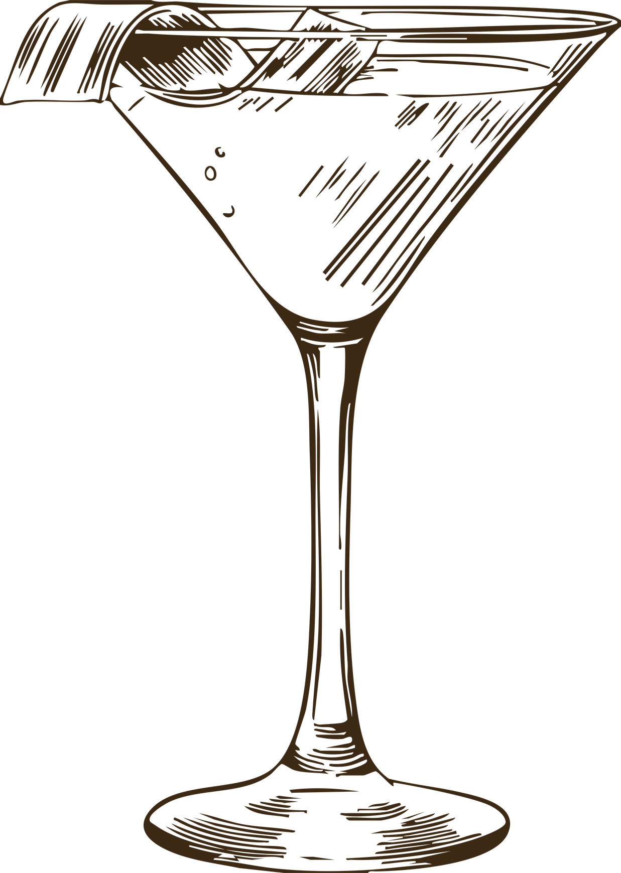 Illustrated martini glass with citrus twist